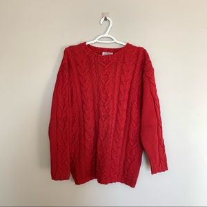 Red oversized knit sweater